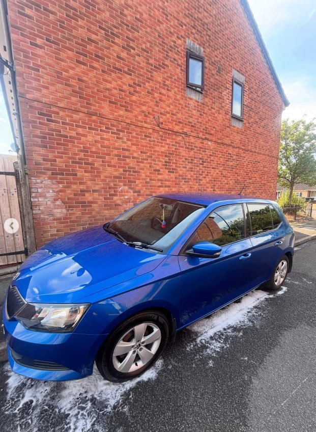 Skoda Fabia after full exterior detail, deep blue finish